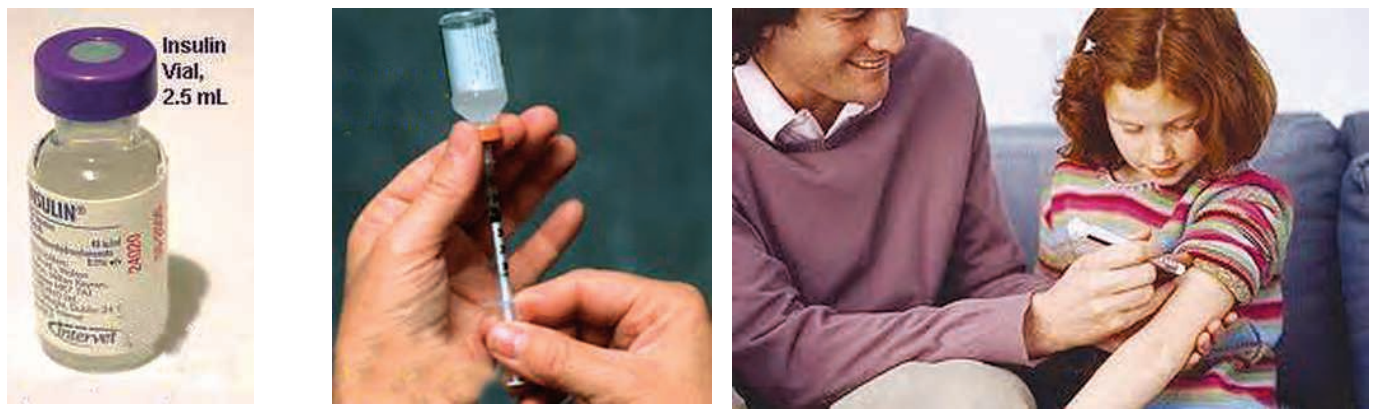 ThisbottlecontainsinsulinulinsolutionbeingfilledinasyringethroughtheinjectionneedleAchildsufferingfromdiabetesisbeinggivenaninsulininjection.