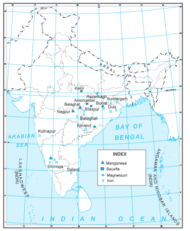 mark the distribution of minerals