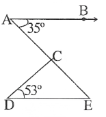 f AB || DE, ∠BAC = 35° and ∠CDE-53°