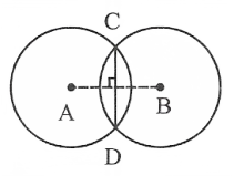 Two circles intersect at two points, prove that their centres lie on the perpendicular bisector of the common chord