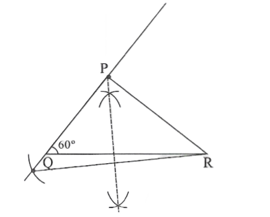 Construct a triangle PQR in which QR =6cm, ∠Q = 60° and PR - PQ = 2cm