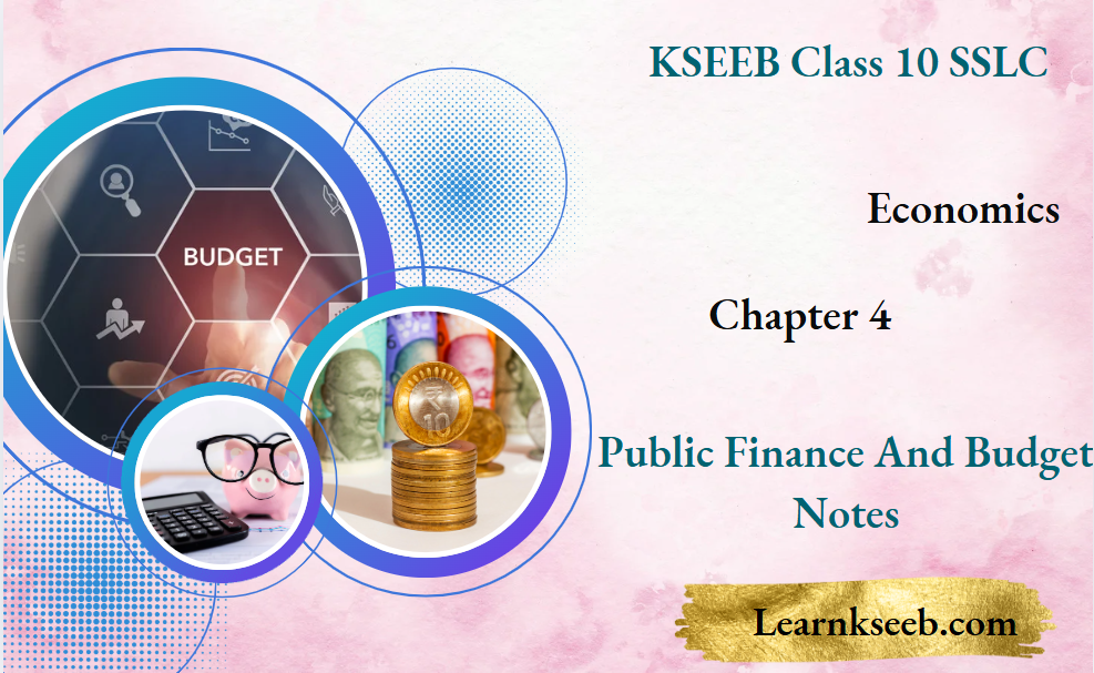 KSEEB Class 10 SSLC Economics Chapter 4 Public Finance And Budget Notes