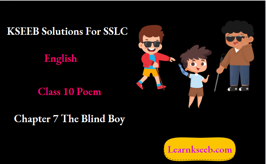 KSEEB Solutions For SSLC English Class 10 Poem Chapter 7 The Blind Boy